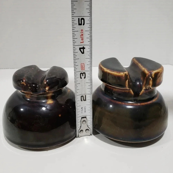 Vintage Ceramic Set of 2 Brown Glazed Insulators. - Picture 6 of 6